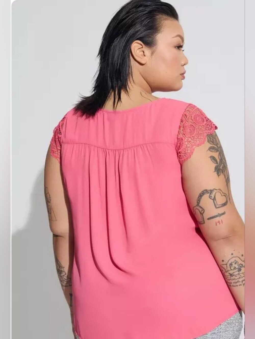 Torrid Corral Lace Sleeve Pink Women's Blouse Size 3 (3X)